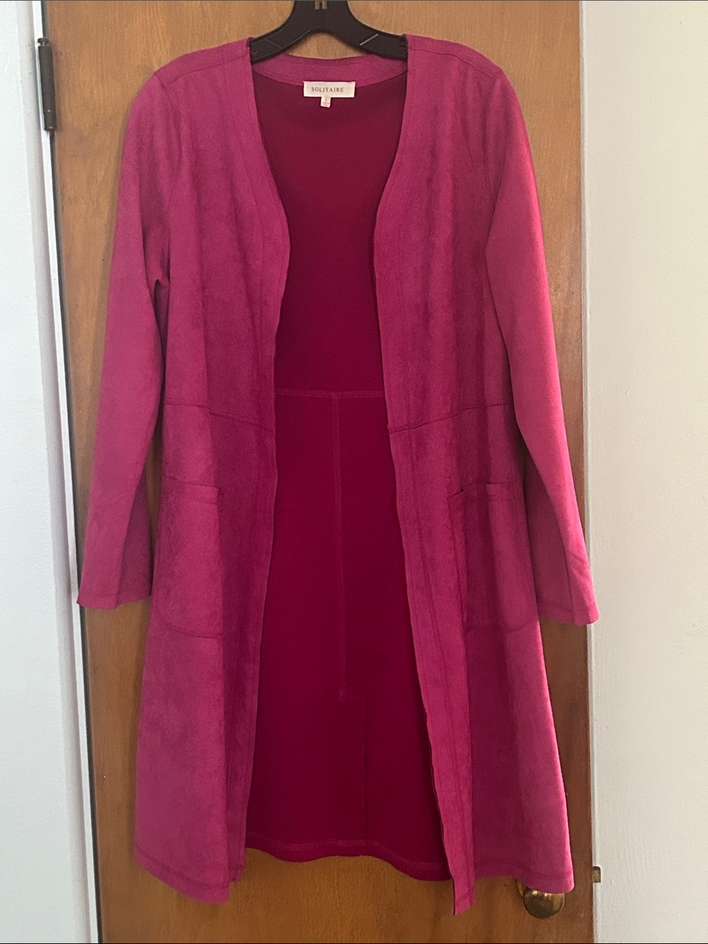 Solitaire Bright Fuchsia Open-Front Long Cardigan